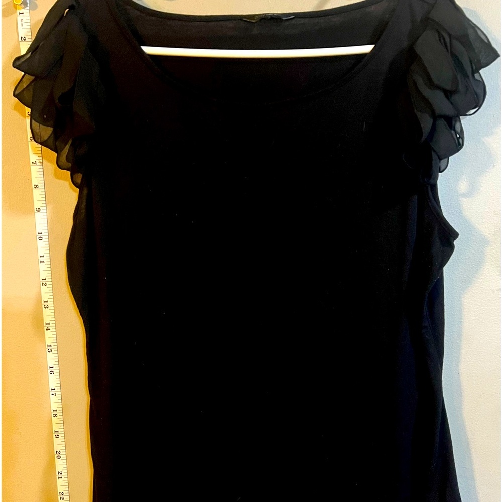 Womens Black Onyx Ruffle Sleeve Top Shirt XL Daisey Fuentes